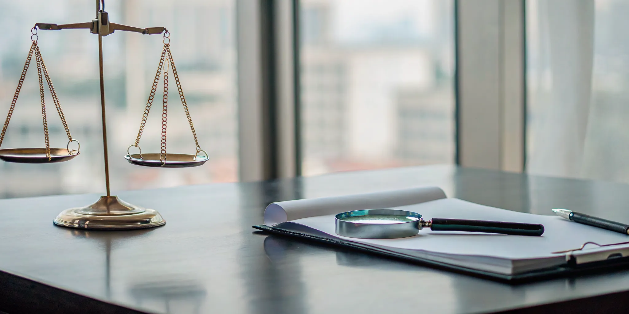 A legal review of an MCA loan contract with scales of justice on a desk.