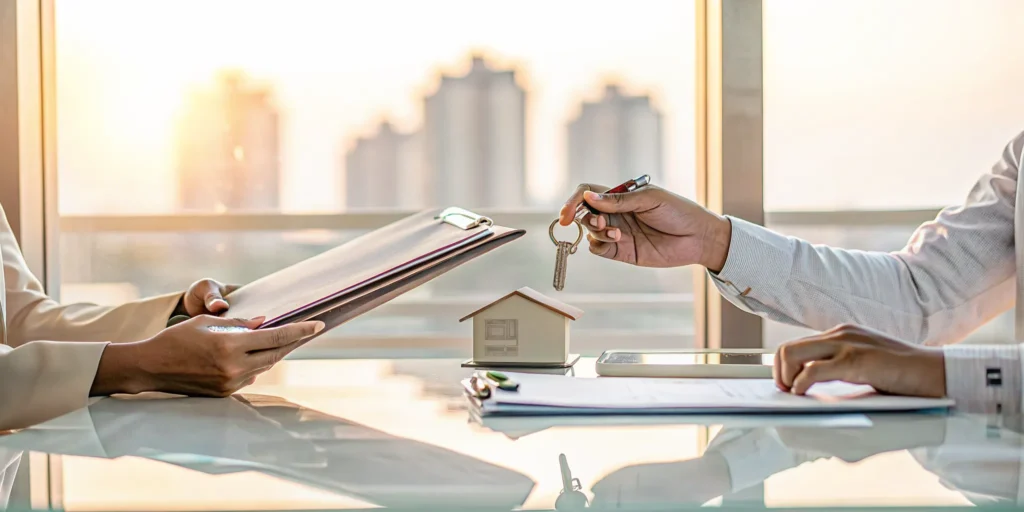 A business owner reviewing the terms of a merchant cash advance agreement before signing.